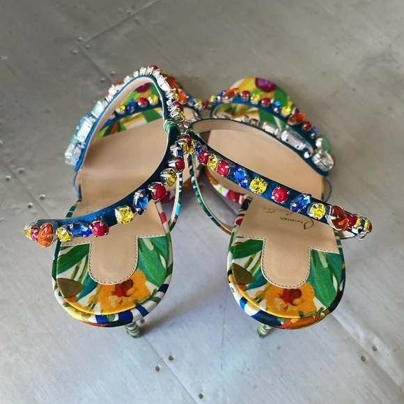 Christian louboutin Rosapetra multi color stiletto sandal 100mm sz 39 - Picture 6 of 11